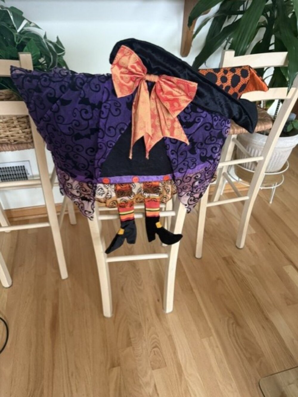 Vintage Pier 1 Witch Themed Halloween Chair Cover